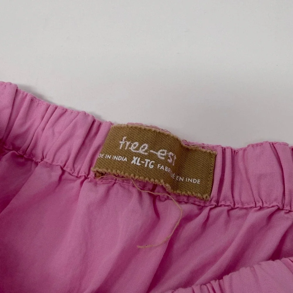 Free People Free-est Pink Cotton Mini Skirt Women Size XL Elastic Waist Pockets